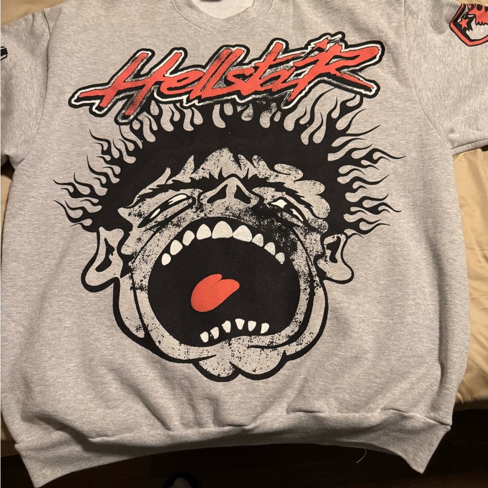 NEW Hellstar screaming head logo Gray Sweatshirt